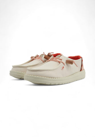 HEY DUDE Wendy Chambray Boho Sneaker Vela Donna Natural Bianco 40729-106 - Sandrini Calzature e Abbigliamento