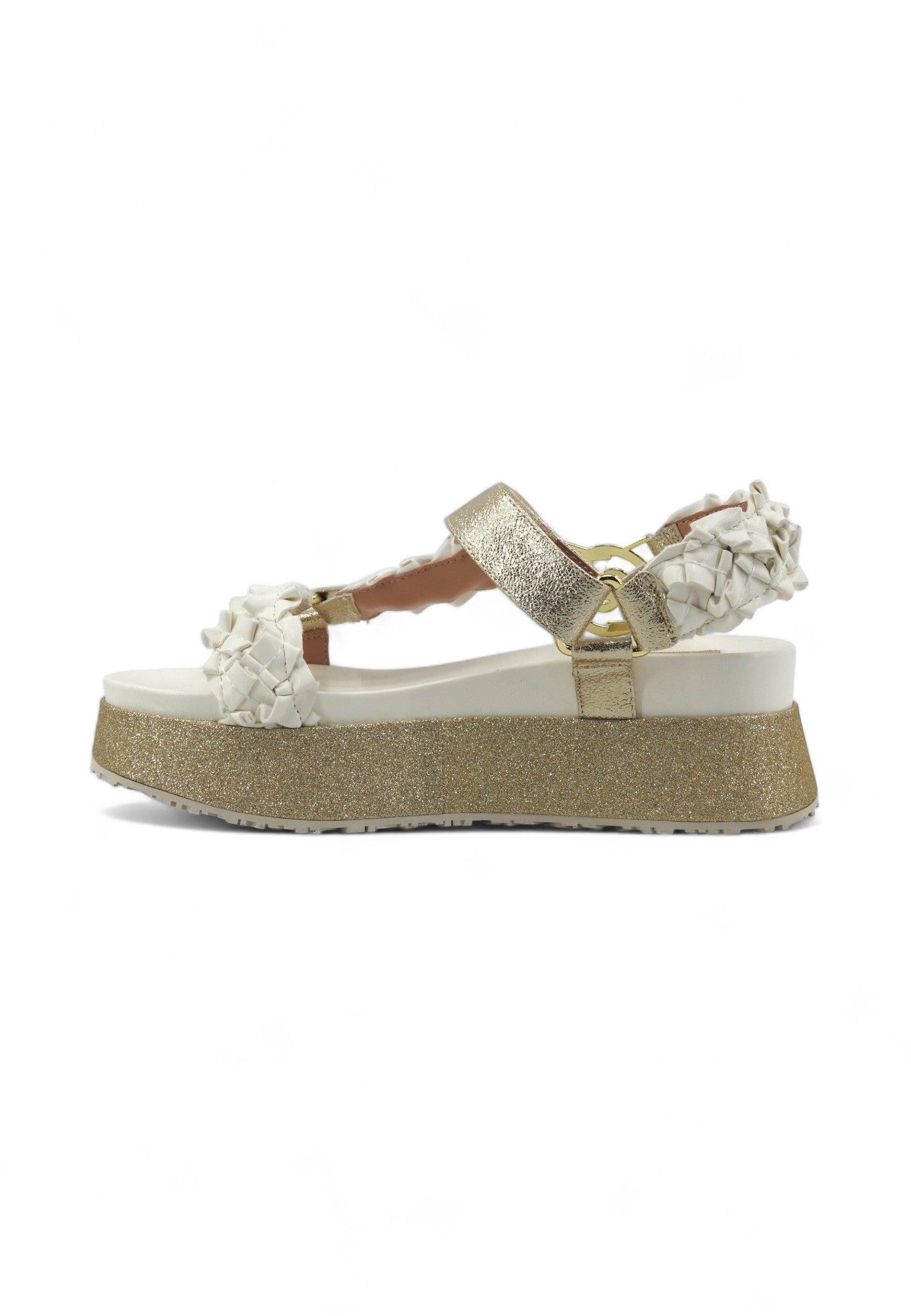 LIU JO Frida 28 Sandalo Donna White Light Gold SA4143EX074 - Sandrini Calzature e Abbigliamento