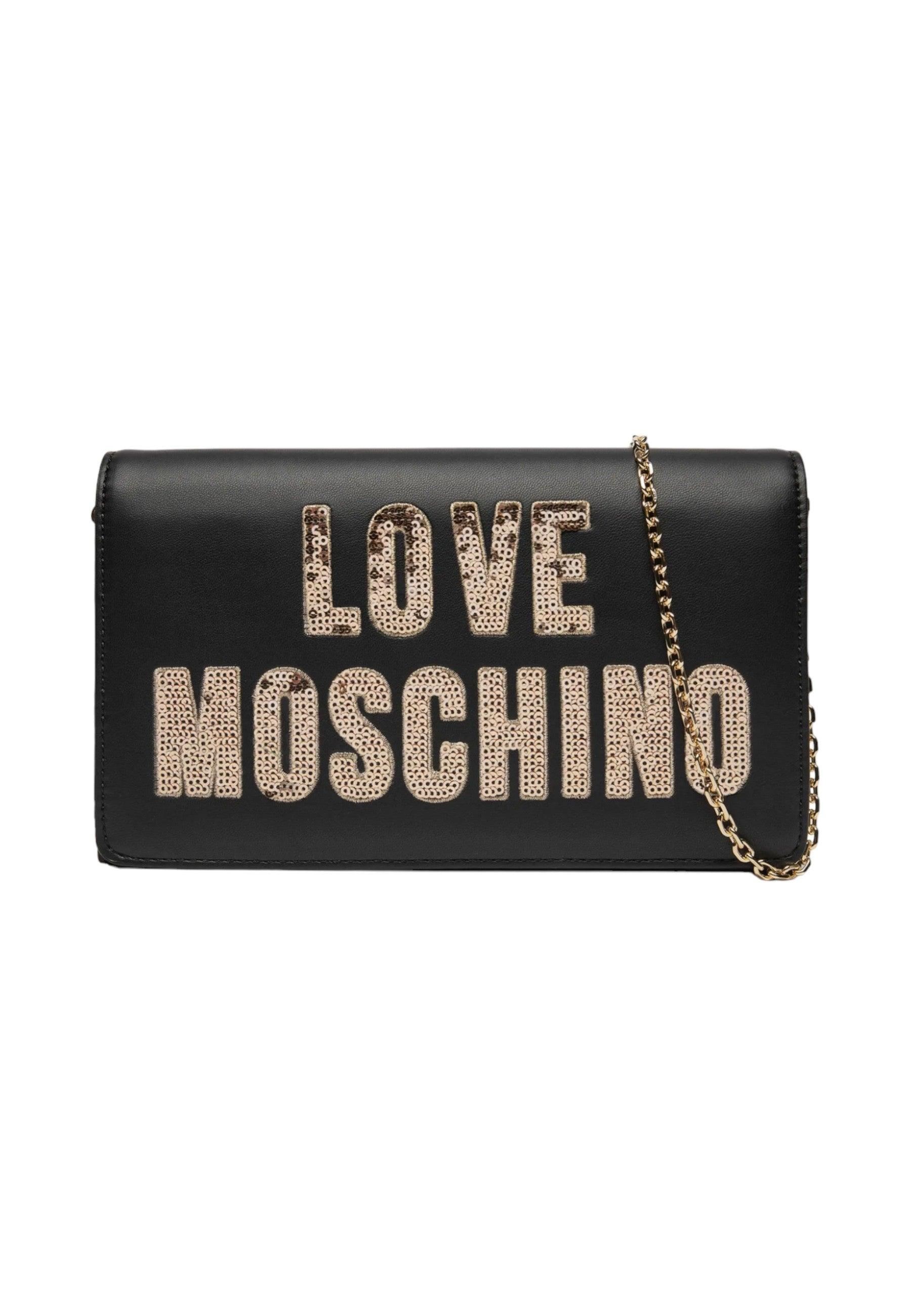 LOVE MOSCHINO Pochette Donna Nero Oro JC4293PP0IKK100A - Sandrini Calzature e Abbigliamento