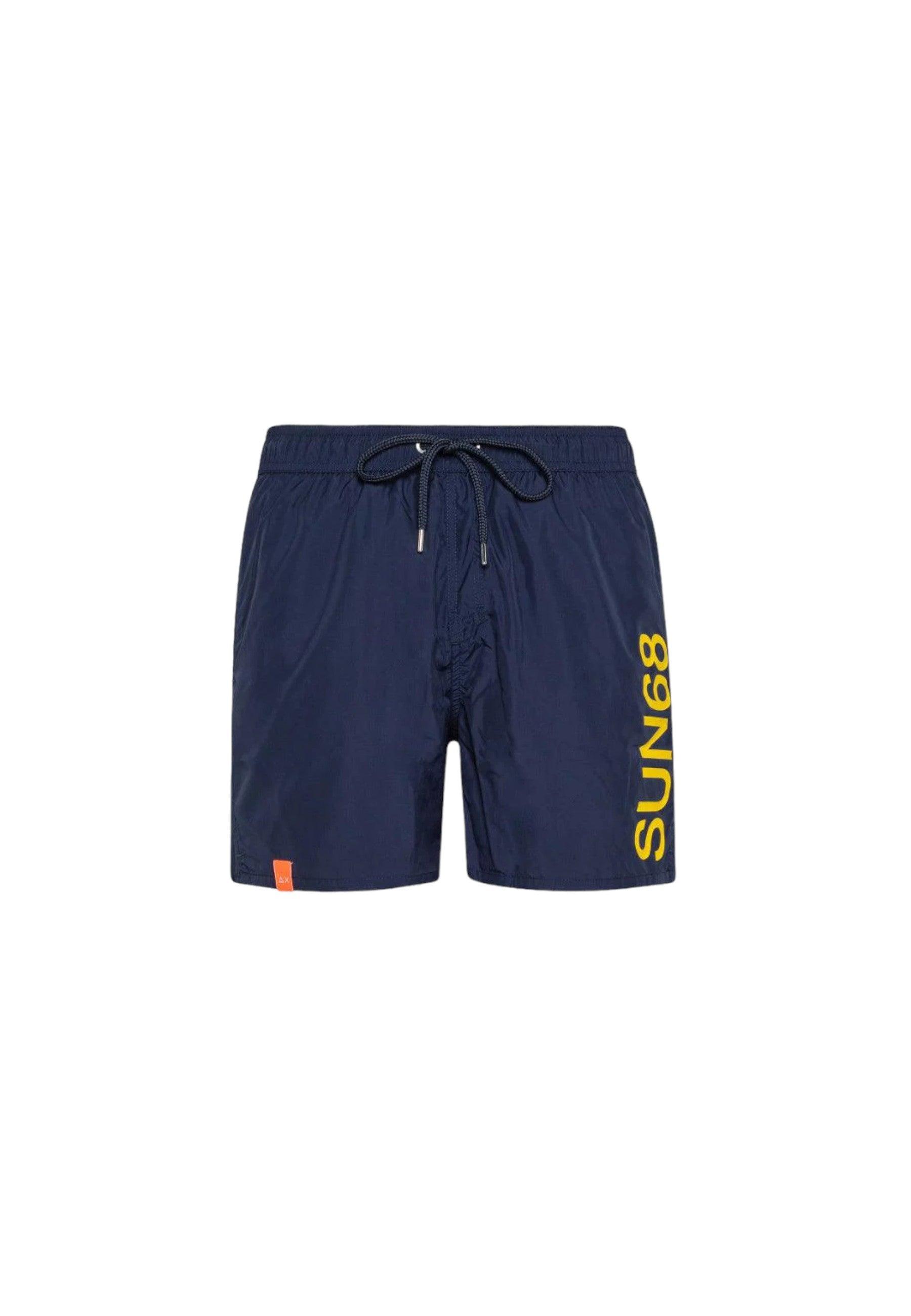 SUN68 Beachwear Swim Pant Macro Logo Costume Navy Blue H32103 - Sandrini Calzature e Abbigliamento