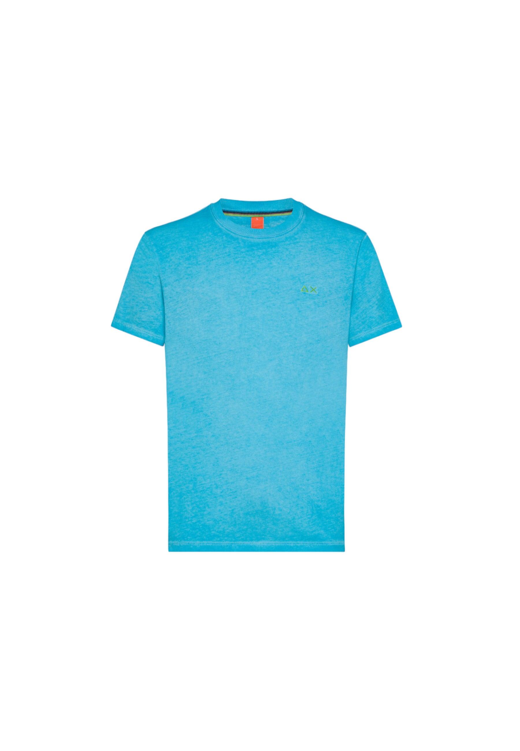 SUN68 Beachwear T-Shirt Maglietta Logo Azzurro Turchese T34145 - Sandrini Calzature e Abbigliamento