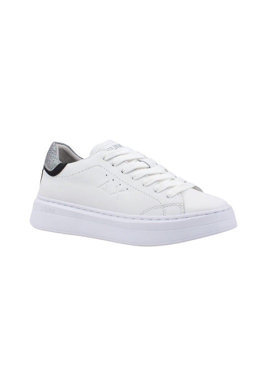 SUN68 Grace Leather Sneaker Donna Bianco Argento Z43225 - Sandrini Calzature e Abbigliamento