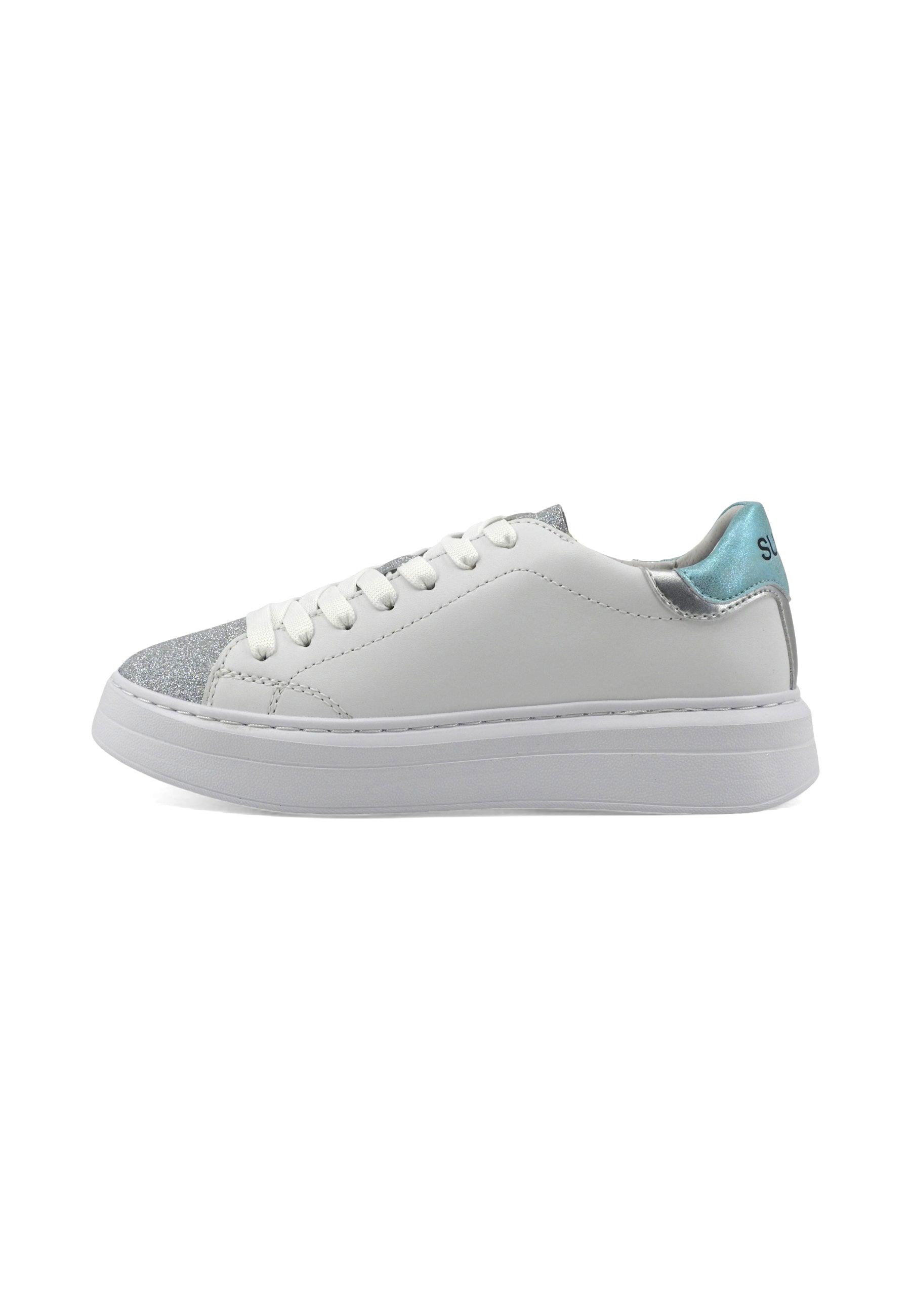 SUN68 Grace Leather Sneaker Donna Bianco Azzurro Z34226 - Sandrini Calzature e Abbigliamento