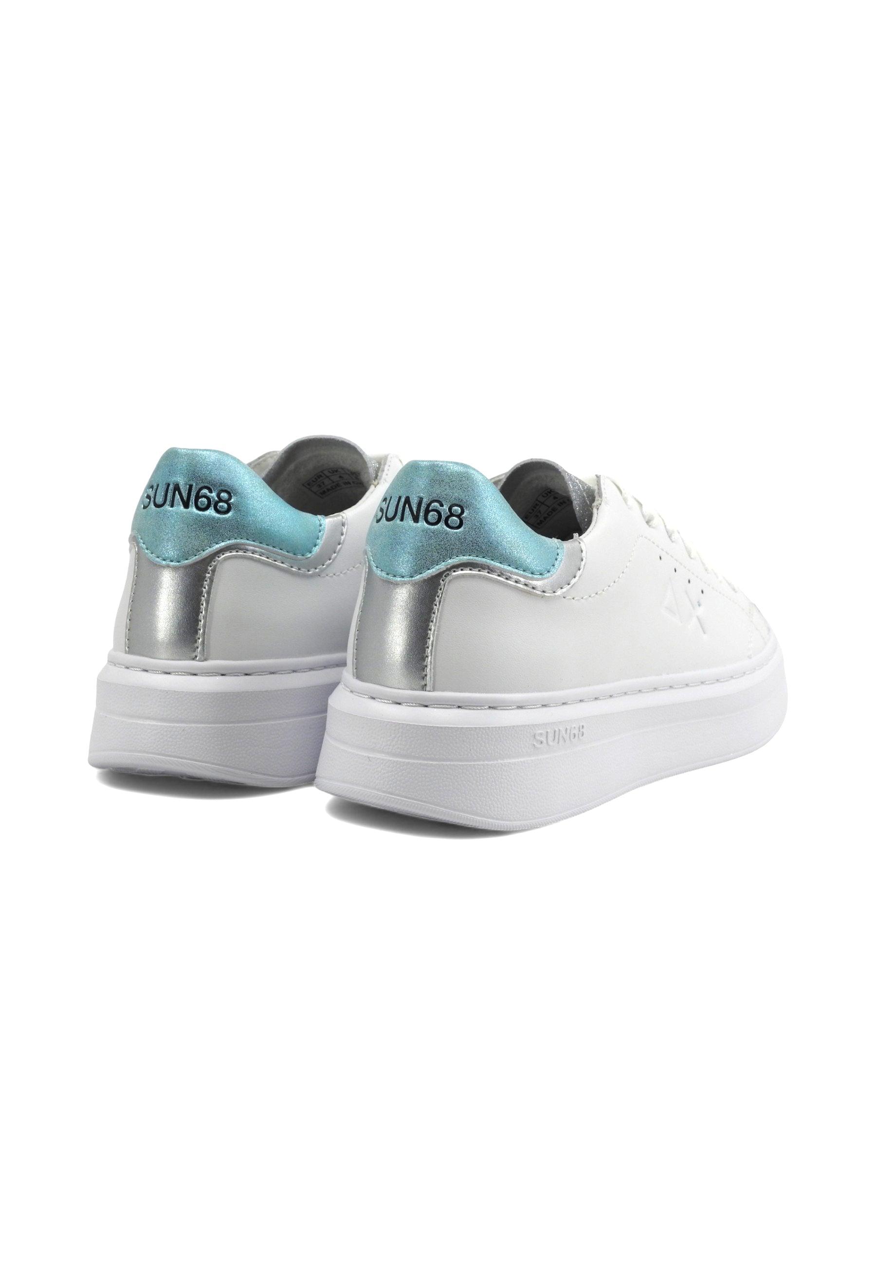 SUN68 Grace Leather Sneaker Donna Bianco Azzurro Z34226 - Sandrini Calzature e Abbigliamento