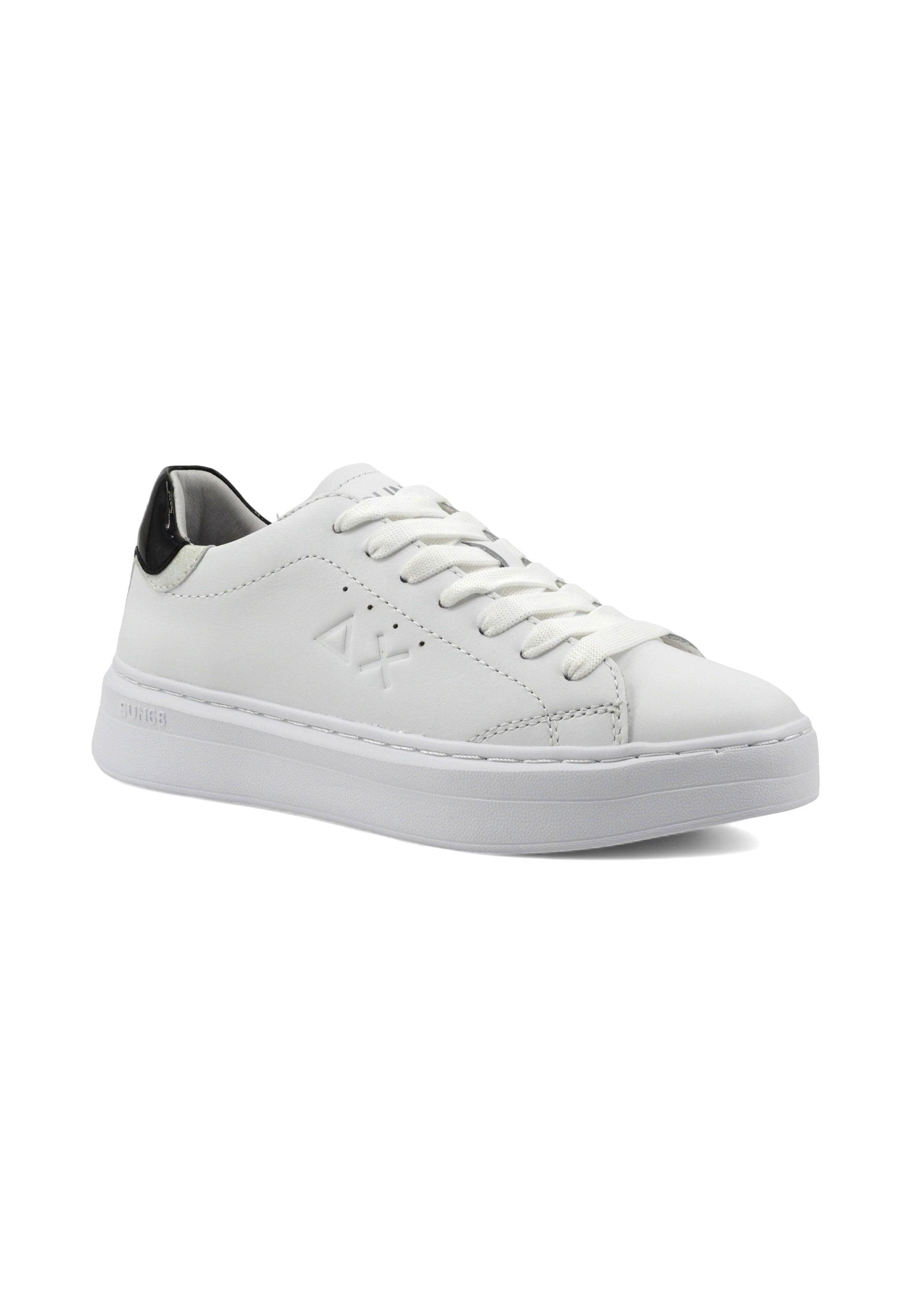 SUN68 Grace Leather Sneaker Donna Bianco Nero Z34226 - Sandrini Calzature e Abbigliamento