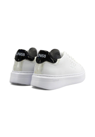 SUN68 Grace Leather Sneaker Donna Bianco Nero Z34226 - Sandrini Calzature e Abbigliamento
