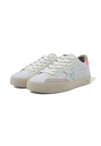 SUN68 Katy Leather Sneaker Donna Bianco Fuxia Fluo Z34225 - Sandrini Calzature e Abbigliamento