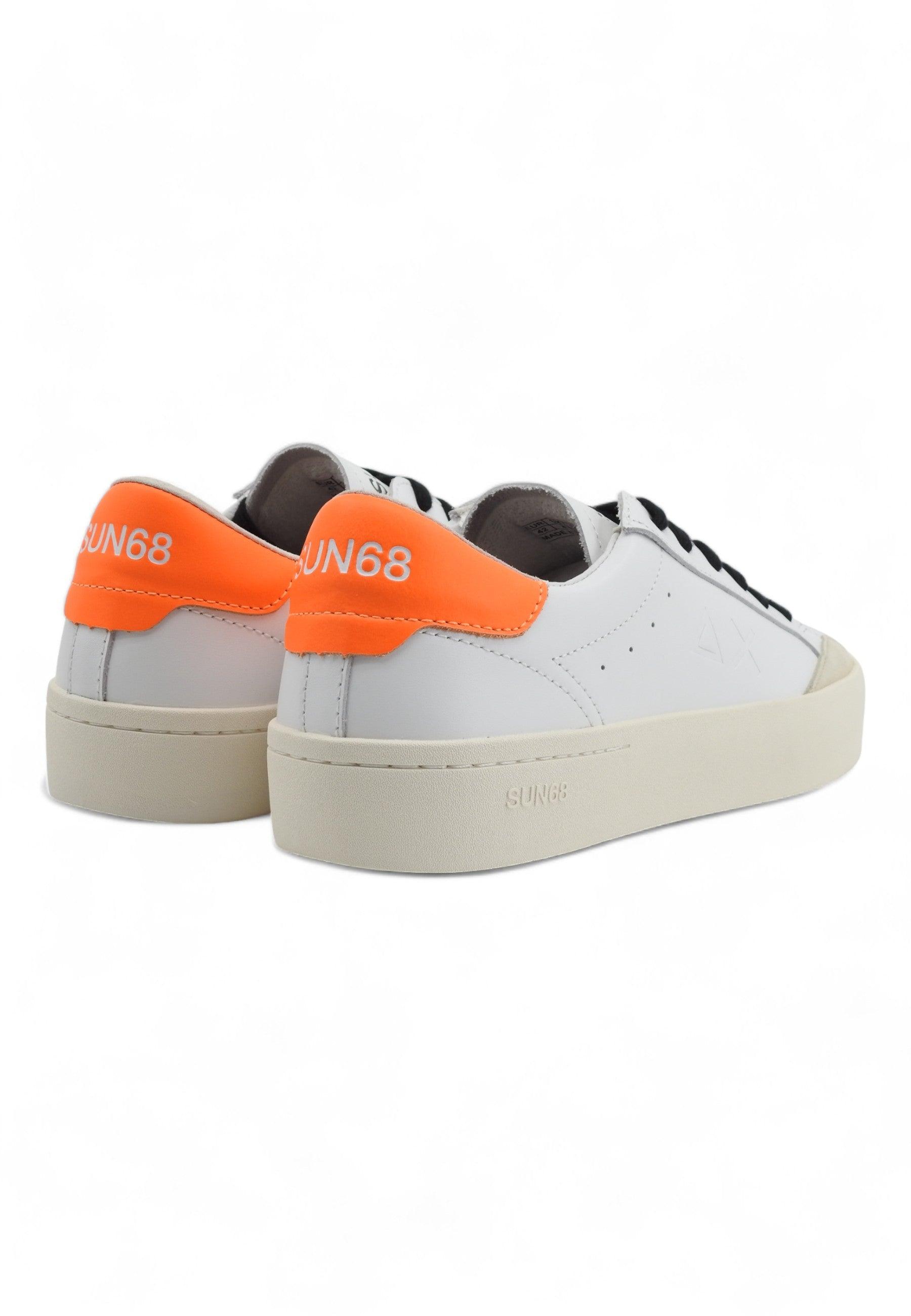 SUN68 Street Leather Sneaker Uomo Bianco Arancio Fluo Z34140 - Sandrini Calzature e Abbigliamento