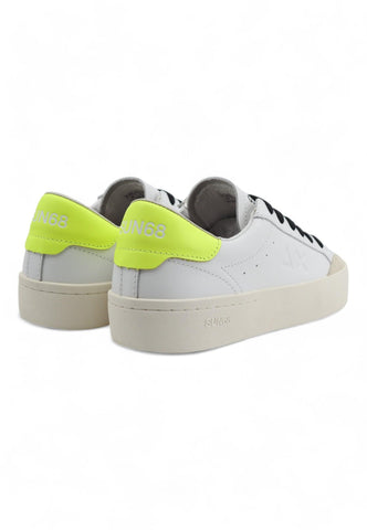 SUN68 Street Leather Sneaker Uomo Bianco Giallo Fluo Z34140 - Sandrini Calzature e Abbigliamento