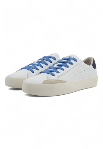 SUN68 Street Leather Sneaker Uomo Bianco Navy Blue Z34140 - Sandrini Calzature e Abbigliamento