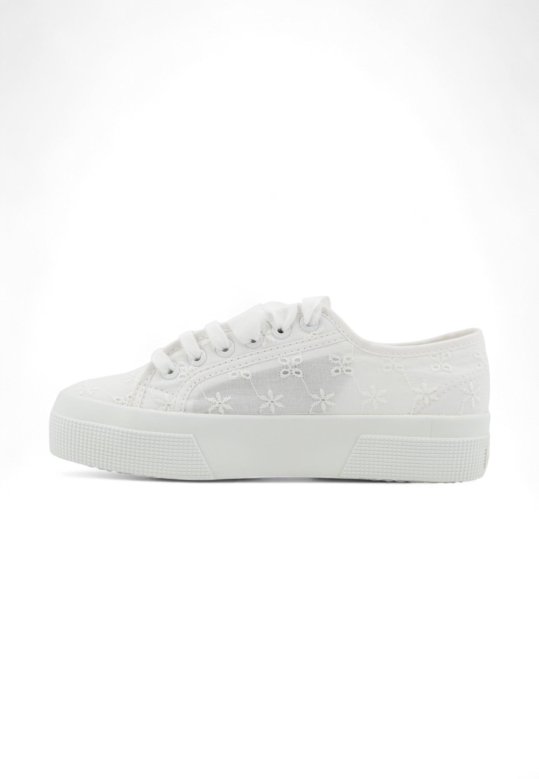 SUPERGA 2740 Flower Sangallo Sneaker Donna Total White S2148KW - Sandrini Calzature e Abbigliamento