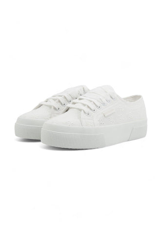 SUPERGA 2740 Flower Sangallo Sneaker Donna Total White S2148KW - Sandrini Calzature e Abbigliamento