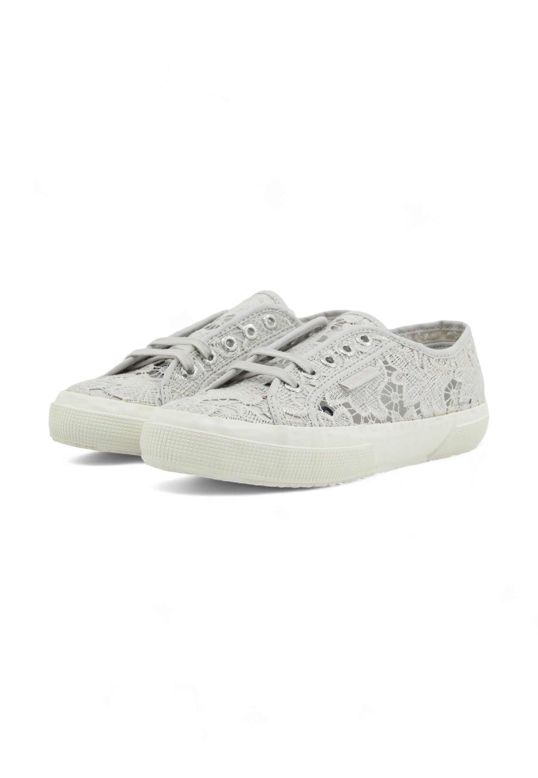 SUPERGA 2750 Macrame Sneaker Donna Grey Silver Avorio S81219W - Sandrini Calzature e Abbigliamento