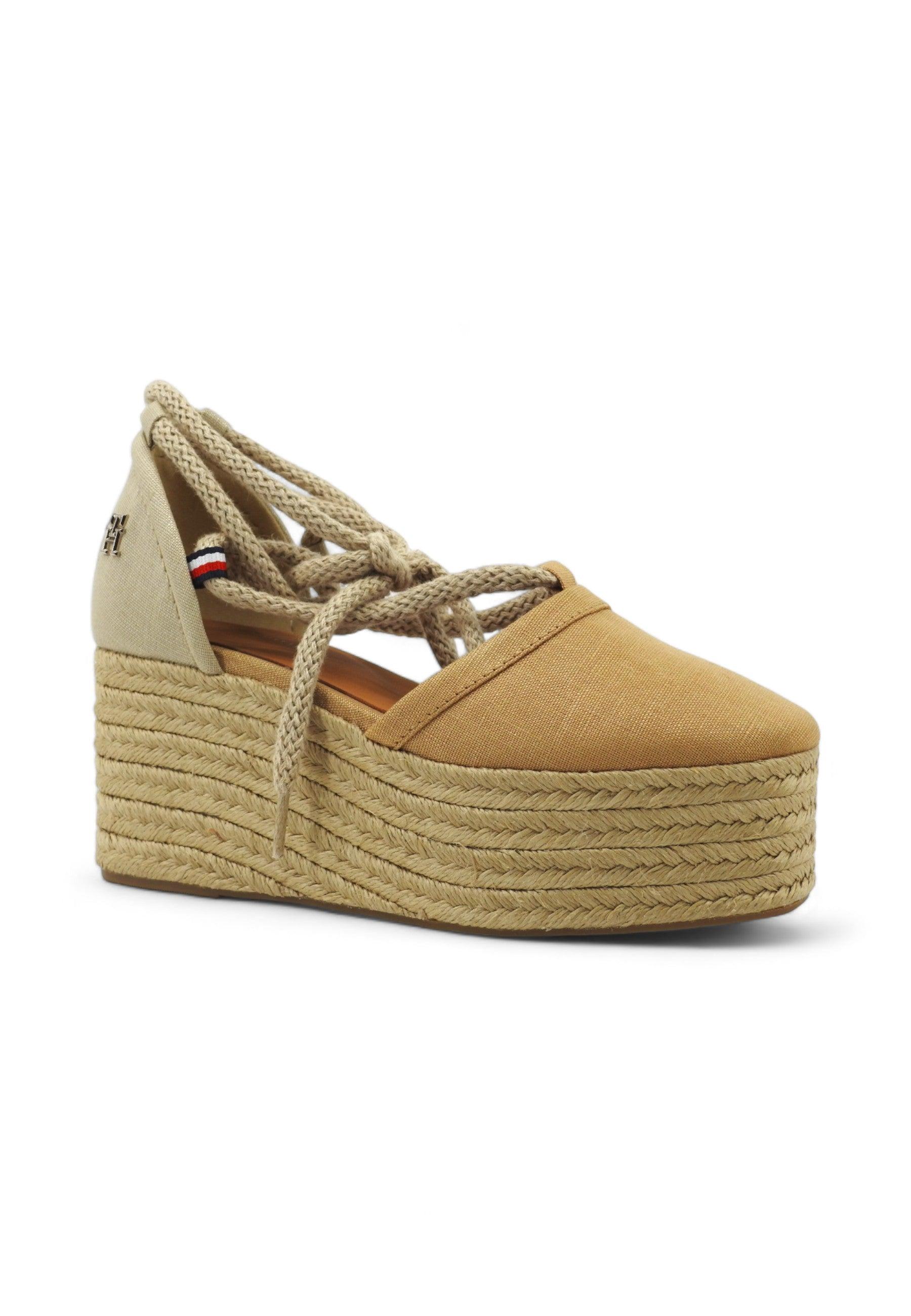 TOMMY HILFIGER Closed Toe Sandalo Zeppa Donna Classic Khaki Marrone FW0FW07746 - Sandrini Calzature e Abbigliamento