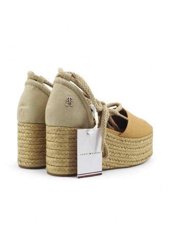 TOMMY HILFIGER Closed Toe Sandalo Zeppa Donna Classic Khaki Marrone FW0FW07746 - Sandrini Calzature e Abbigliamento