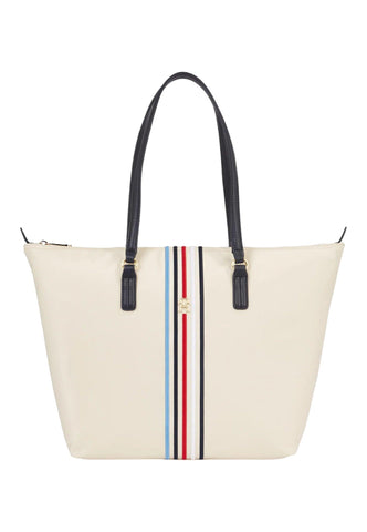 TOMMY HILFIGER Poppy Borsa Tote Donna Cream AW0AW15981 - Sandrini Calzature e Abbigliamento