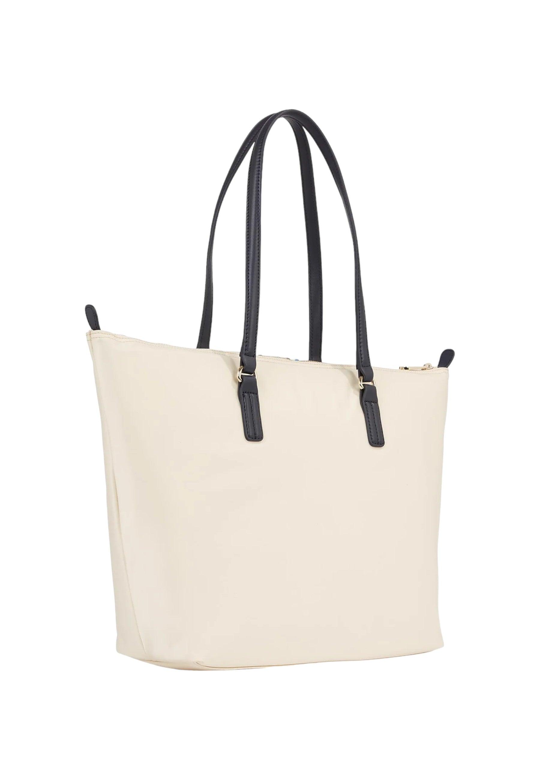 TOMMY HILFIGER Poppy Borsa Tote Donna Cream AW0AW15981 - Sandrini Calzature e Abbigliamento