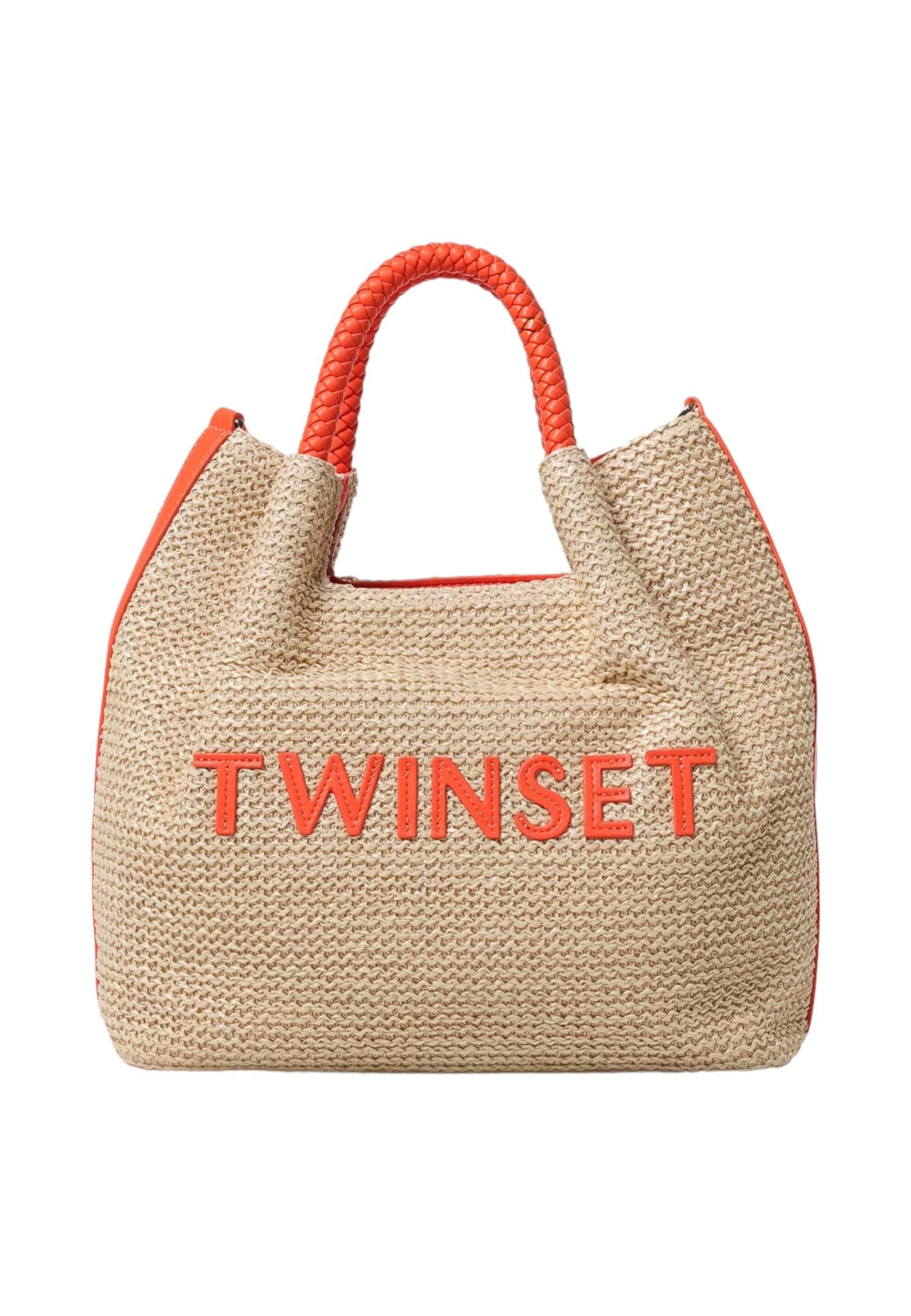 TWINSET Borsa Tote Donna Paglia Orange 241TD8281 - Sandrini Calzature e Abbigliamento