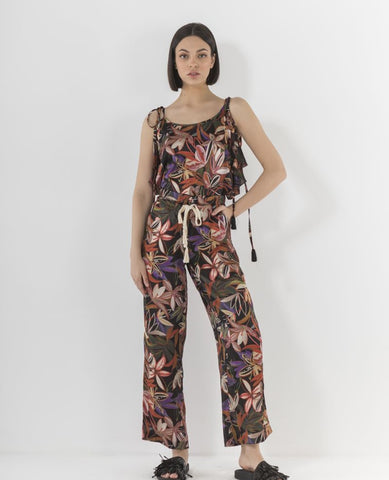MARKUP Pantalone Raso Fiori Multicolor MW76305