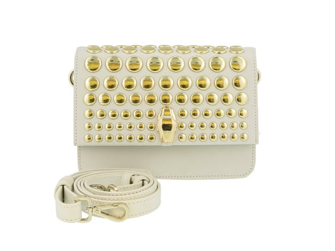 CAVALLI Class Milano Bag Large Borsa Pelle Off White Black CLN006