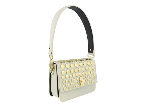 CAVALLI Class Milano Bag Large Borsa Pelle Off White Black CLN006