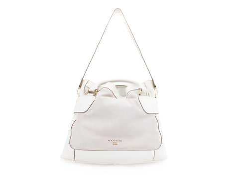 NANNINI Casual Suede Borsa Bag Pelle Off White 16148A