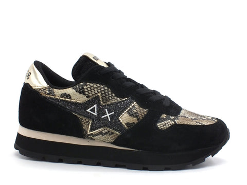 SUN68 Ally Star Pynthon Sneakers Donna Beige Nero Z40211