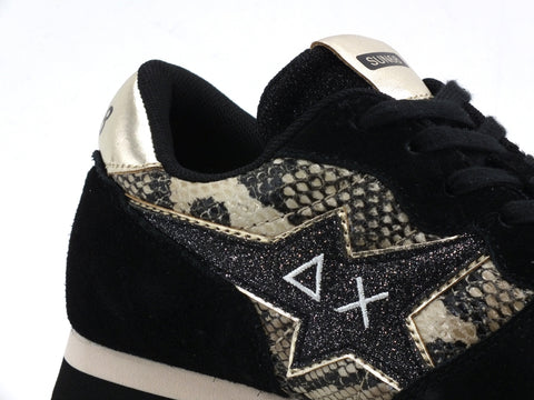 SUN68 Ally Star Pynthon Sneakers Donna Beige Nero Z40211