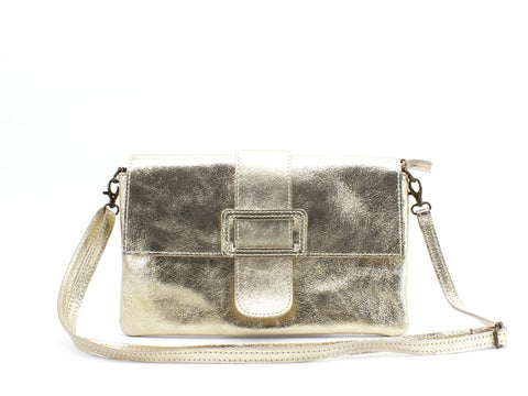 BAG Borsa Pochette Tracolla Oro Laminato POC-CHI