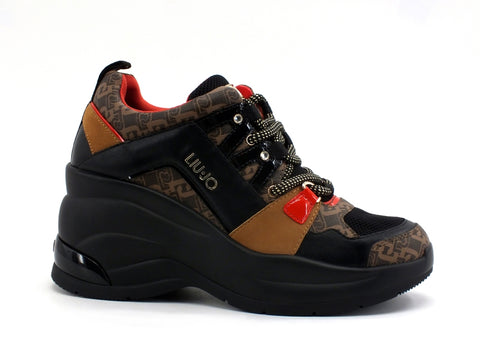 LIU JO Karlie Revolution 26 Sneakers Trekking Zeppa Black Brown BF0095EX066