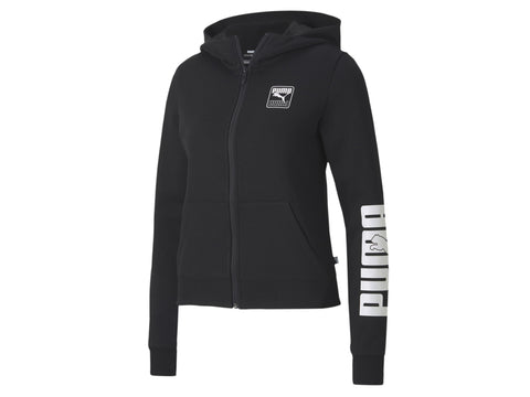 PUMA Rebel Full Zip Hoodie Felpa Donna Black 583567 01