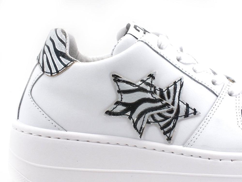2STAR Sneaker 2 Stair Stelle Zebra Bianco Nero 2SD3276 - Sandrini Calzature e Abbigliamento