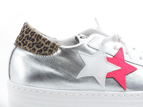 2STAR Sneaker HS Low Retro Leo Platform Silver White Grey 2SD3441 - Sandrini Calzature e Abbigliamento