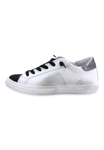 2STAR Sneaker Low Donna Glitter White Black 2SD3621 - Sandrini Calzature e Abbigliamento