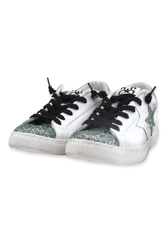 2STAR Sneaker Low Donna Glitter White Green 2SD3620 - Sandrini Calzature e Abbigliamento