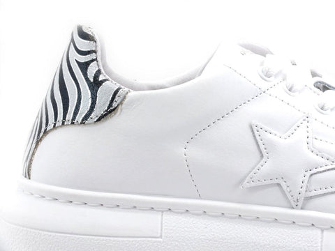 2STAR Sneaker Low Princess Zebra Laminato Bianco Nero 2SD3255 - Sandrini Calzature e Abbigliamento