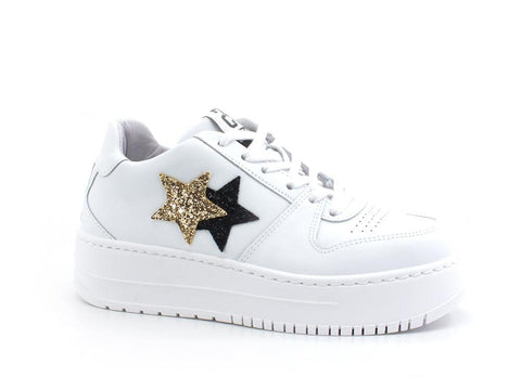 2STAR Sneaker Queen Low Platform White Gold Black 2SD3272 - Sandrini Calzature e Abbigliamento