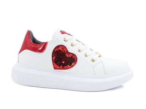 LOVE MOSCHINO Sneaker Cuore Bianco Rosso JA15474G0BJA410A