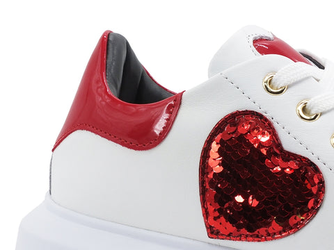 LOVE MOSCHINO Sneaker Cuore Bianco Rosso JA15474G0BJA410A