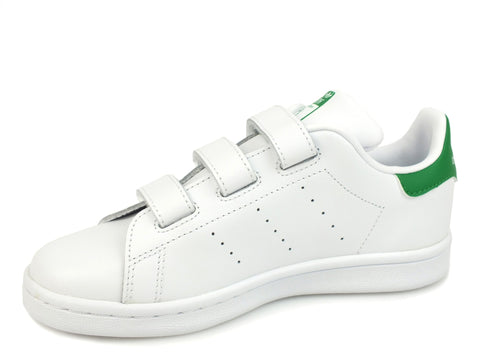 ADIDAS Stan Smith Cf I sneakers strappo bimbo PELLE WHITE GREEN BIANCO BZ0520