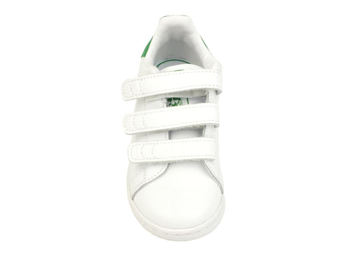 ADIDAS Stan Smith Cf I sneakers strappo bimbo PELLE WHITE GREEN BIANCO BZ0520