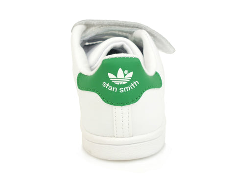 ADIDAS Stan Smith Cf I sneakers strappo bimbo PELLE WHITE GREEN BIANCO BZ0520