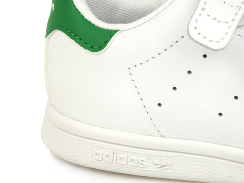 ADIDAS Stan Smith Cf I sneakers strappo bimbo PELLE WHITE GREEN BIANCO BZ0520