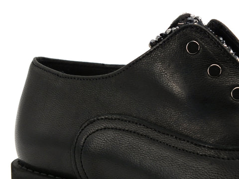 JIUDIT Derby Scarpa Stringata Pietre Nero 1830