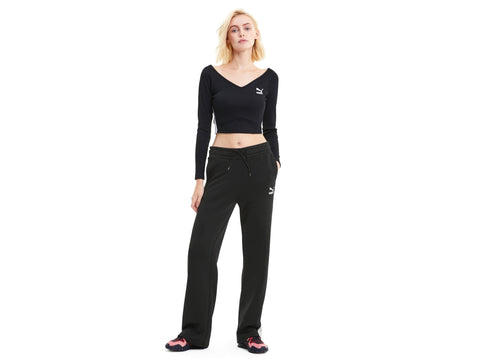 PUMA Classic Wide Leg Pants Pantaloni Tuta Svasati Black 598854 01