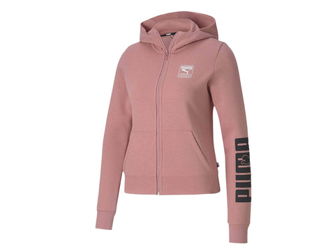 PUMA Rebel Full Zip Hoodie Felpa Logo Rosa Fox Glove 583567 16