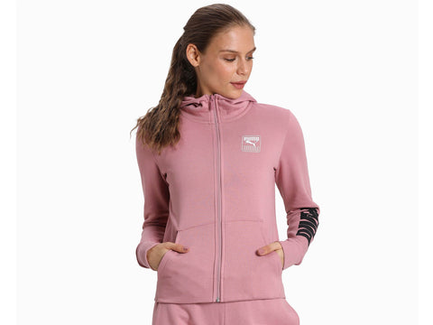 PUMA Rebel Full Zip Hoodie Felpa Logo Rosa Fox Glove 583567 16