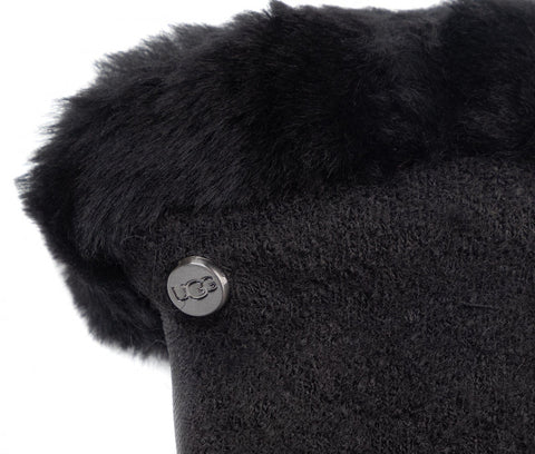 UGG W Fabbic Lthr Shorty Glove Guanti Pelo Black 18813