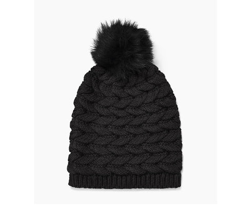 UGG W Cable Hat With Pom Cappello Cuffia Black 18756