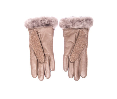 UGG W Fabbric Lhtr Shorty Glove Guanti Pelo Stormy Grey 17428